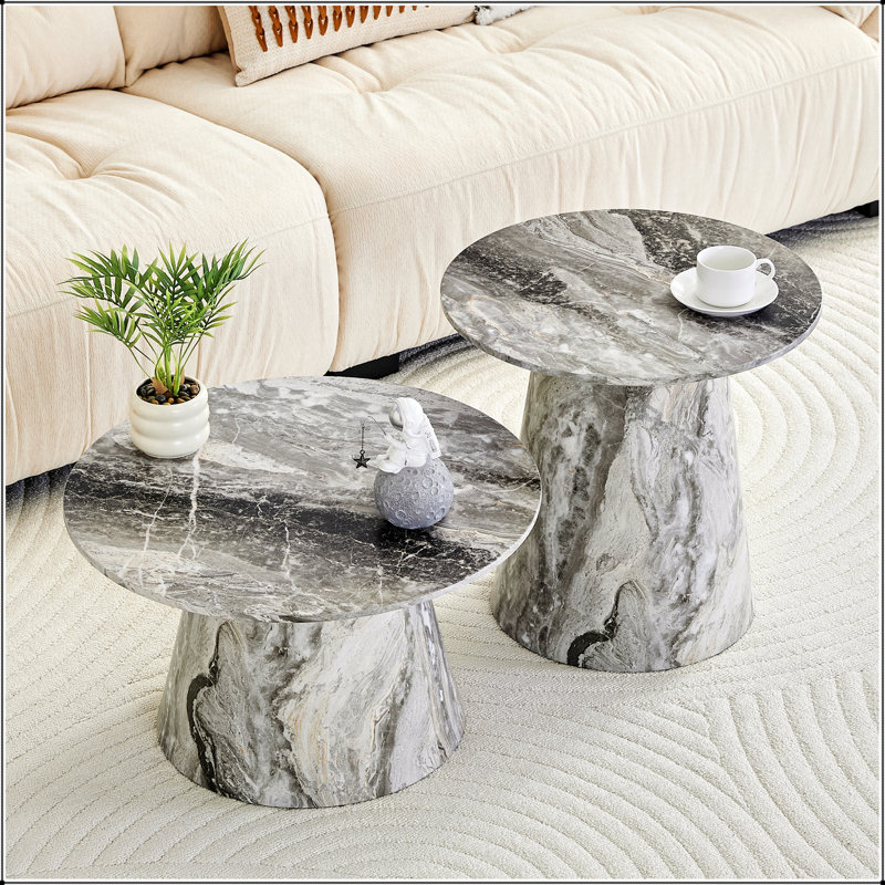 Ensemble de tables basses imbriquées de style médiéval-moderne, conception ronde classique pour les salons simples et les espaces de bureau