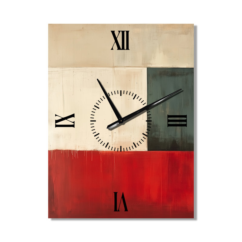 Formes pures en équilibre II - Horloge murale de style milieu du siècle, H 32 po x l 24 po - Rectangle