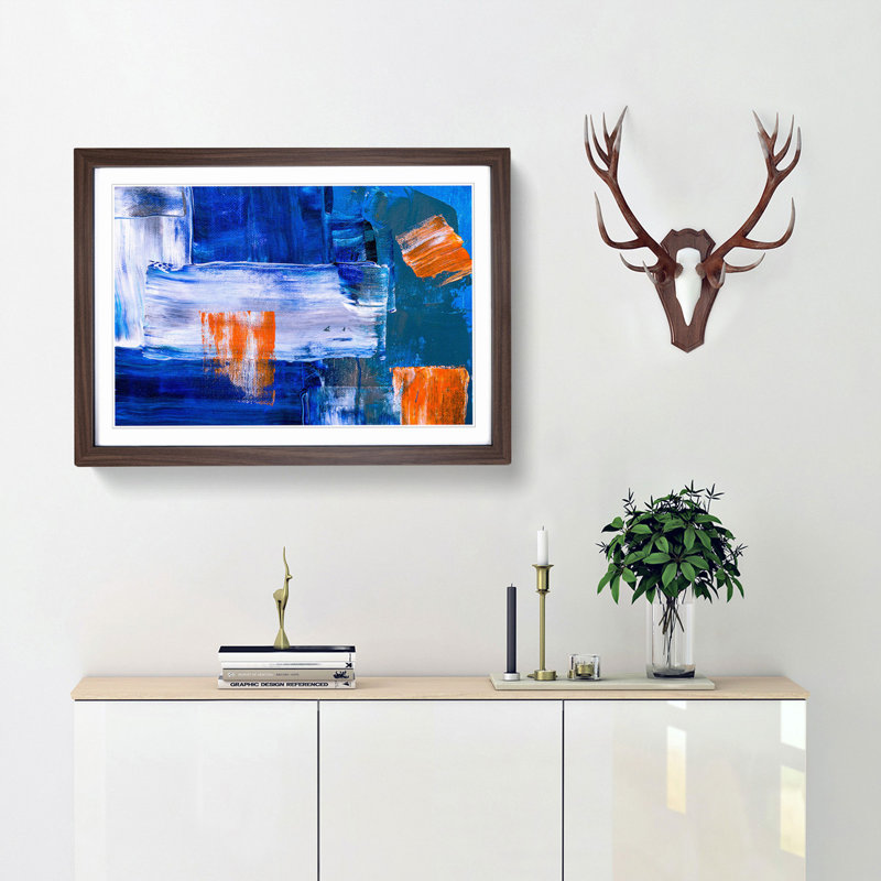 Abstract Art Painting Vol.367 by S.Johnson - Framed Print, 62cm H x 87cm W x 2cm D, Walnut Framed