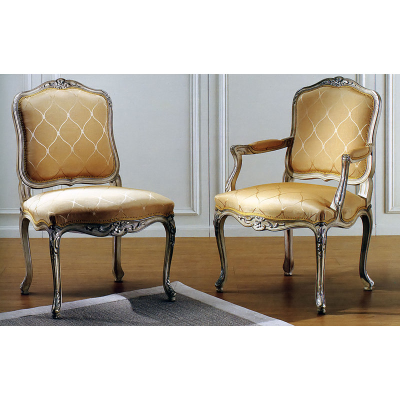 Muslin Upholstered Side Chair in Gold