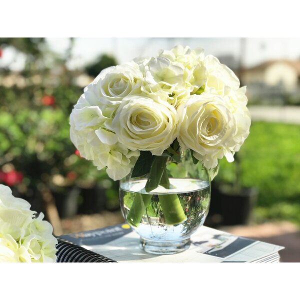 House of Hampton® Artificial Rose and Hydrangea Floral Arrangement in ...