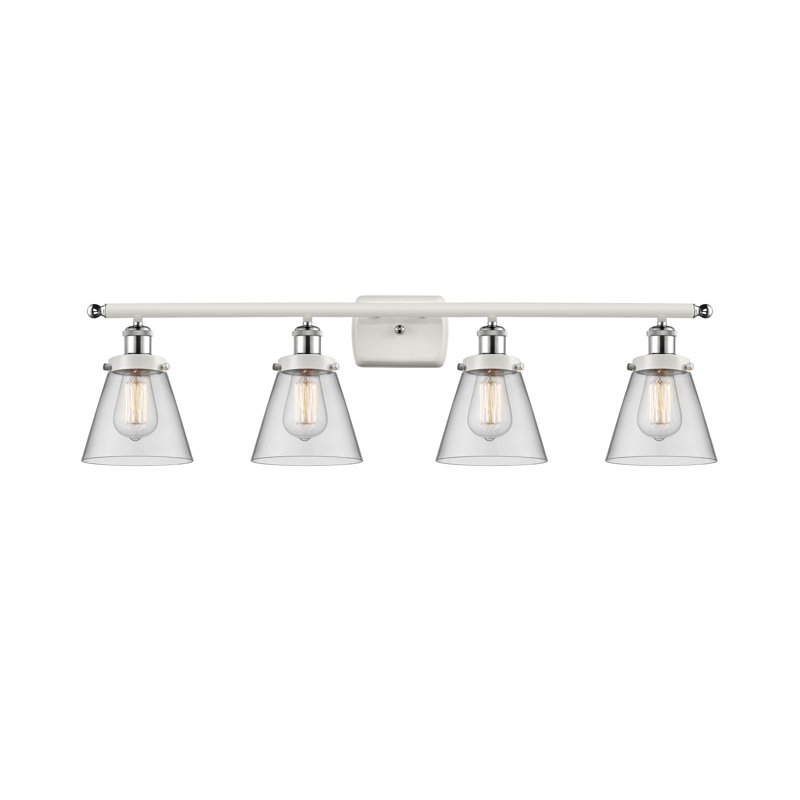 Éclairage pour meuble-lavabo 4 lumières 36 po Ballston Urban Cone, DEL, Clair, Chrome poli blanc