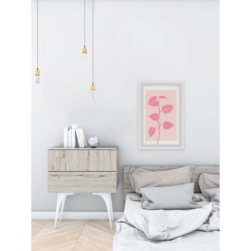 Pink Houseplant 1 Piece Single Picture Frame Wall Art, 45cm H x 38cm W x 3.81cm D