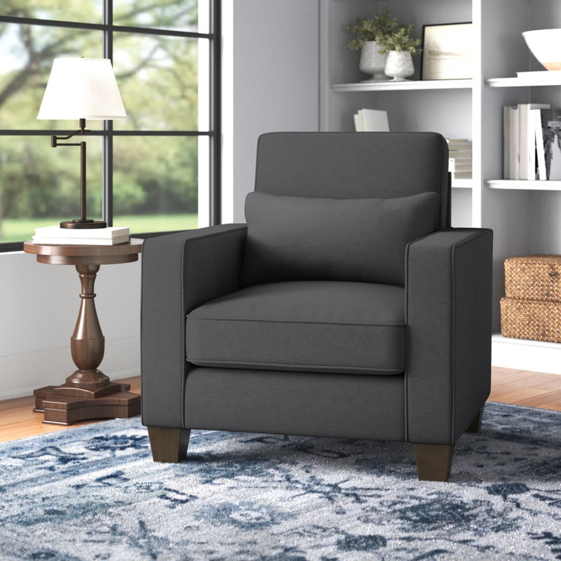 Fauteuil Alitza de 88,9 cm de large, Polyester gris anthracite