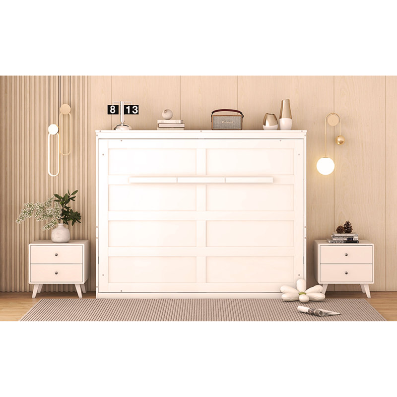 Lit escamotable avec cadre en bois, Double, Rose