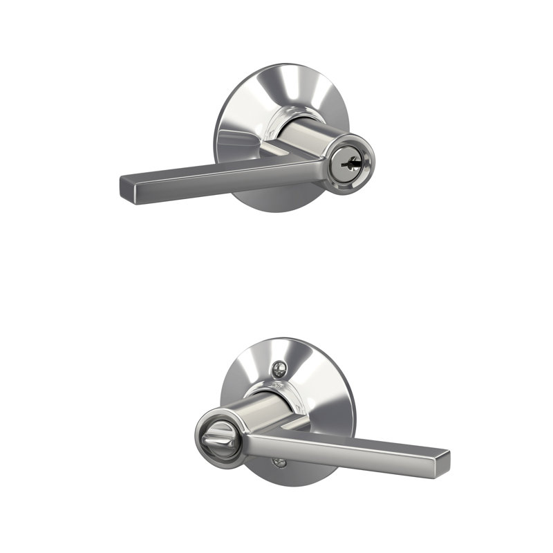 Levier de porte à clé Latitude avec rosette ronde Latitude, Chrome poli