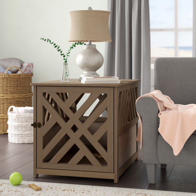 Menzel Modern Lattice Pet Crate, Taupe Grey