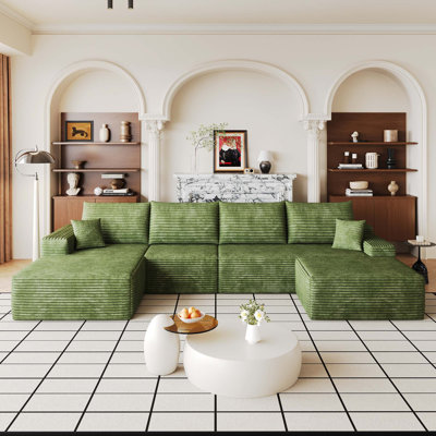 Cloud Sectional Sofa with Ottoman, Modern Minimalist Comfort Seating