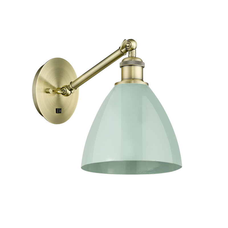 Armed Sconce, Antique Brass, Seafoam