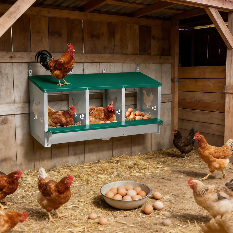 Boîte de nidification pour poulets avec trous de ventilation, boîte en métal pour poules et canards, boîte de collecte facile