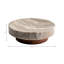 Bol rond moderne en marbre avec base en bois d'acacia pour la décoration de table - Bol décoratif pour le salon - 28 cm, ivoire et beige