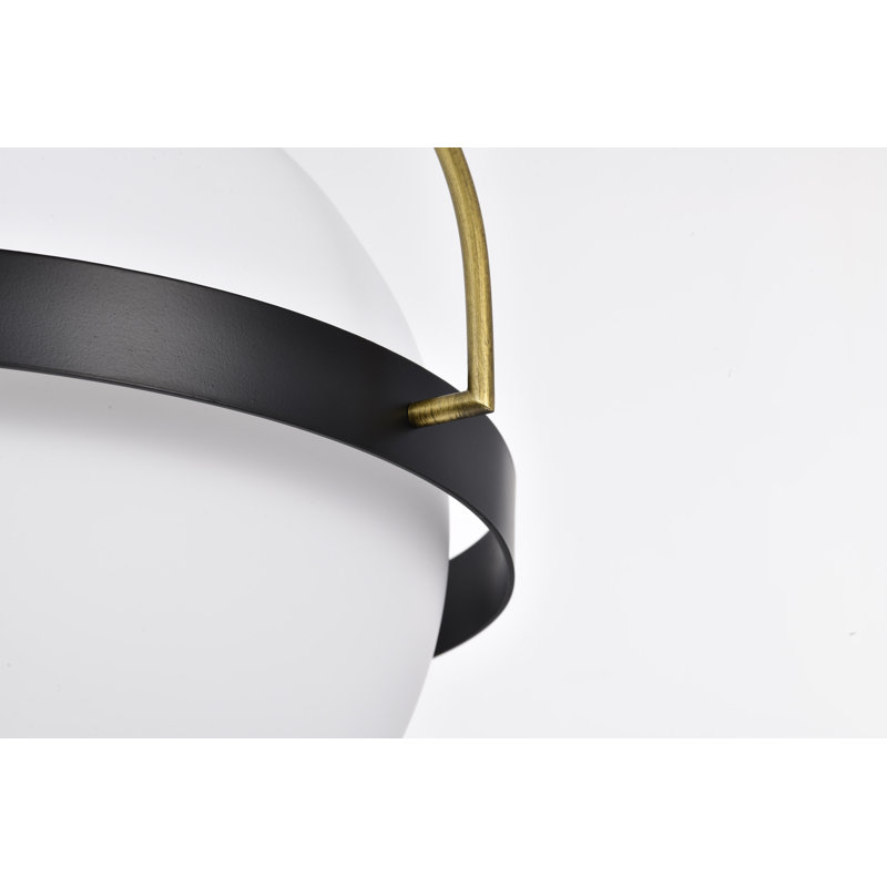 Luminaire suspendu sphère 1 lumière Whit, Noir mat, H 51,6 po x l 13 po x P 13 po