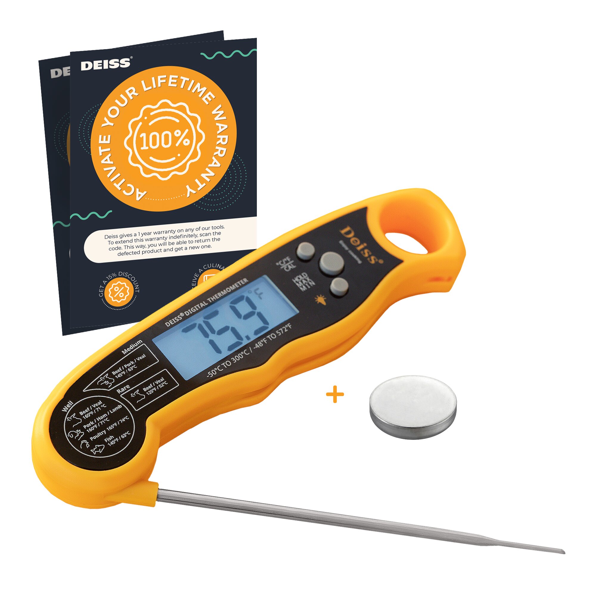DEISS Pro Ultra Fast Digital Meat & Cooking Waterproof Thermometer