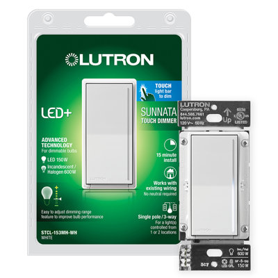 Lutron Sunnata 1.25 amps Single Pole 3-Way Dimmer Switch White 1 pk