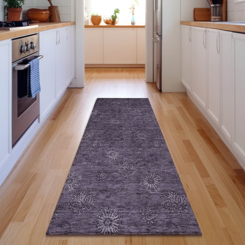 Premium Machine Washable Prisco Eggplant Rug, Runner 2'3" x 7'6"