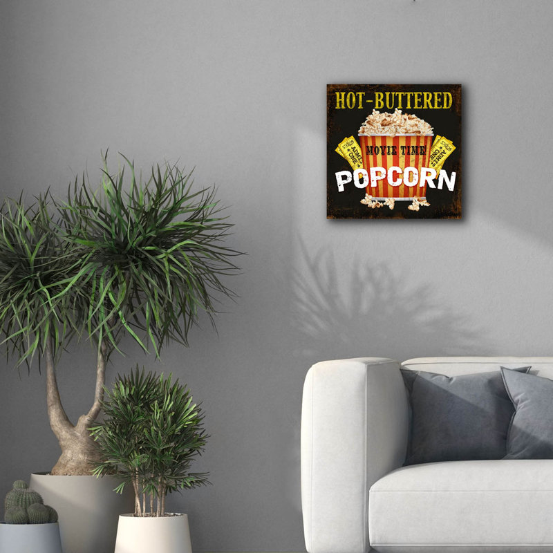 «Hot Butters Popcorn Theatre Art» par Jean Plout, art mural sur toile, 18 po x 18 po, 18"x18"