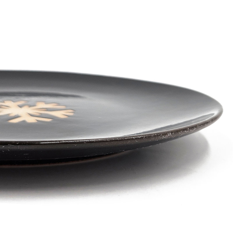 Snowflake Plate - Set of 8 - 8"Dia. - Black/White