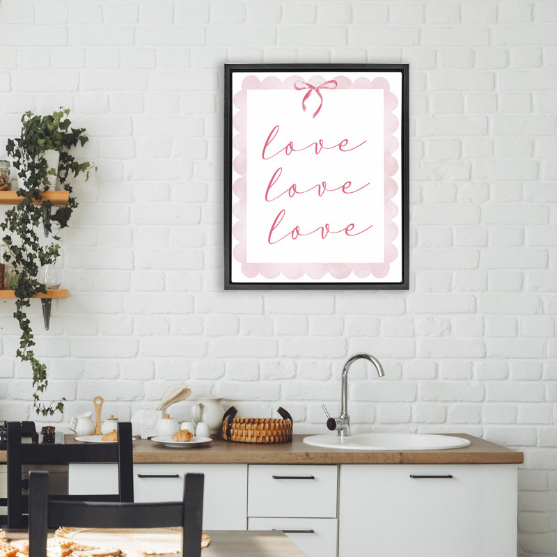 Cadre flottant «Cursive Love and Bow», design par Lucille Price, Cadre flottant noir de jais, H 21 po x l 17 po