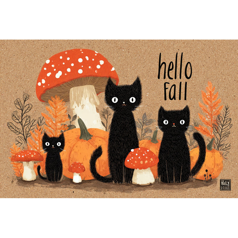 «Hello Fall Cats», art mural sur toile tendue, H 12 po x l 16 po