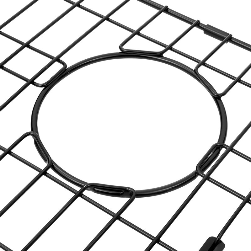 KDK HOME 15.7"W Stainless Steel Grid and Protectors of Single Bowl Kitche Sink with Rear Drain, Black