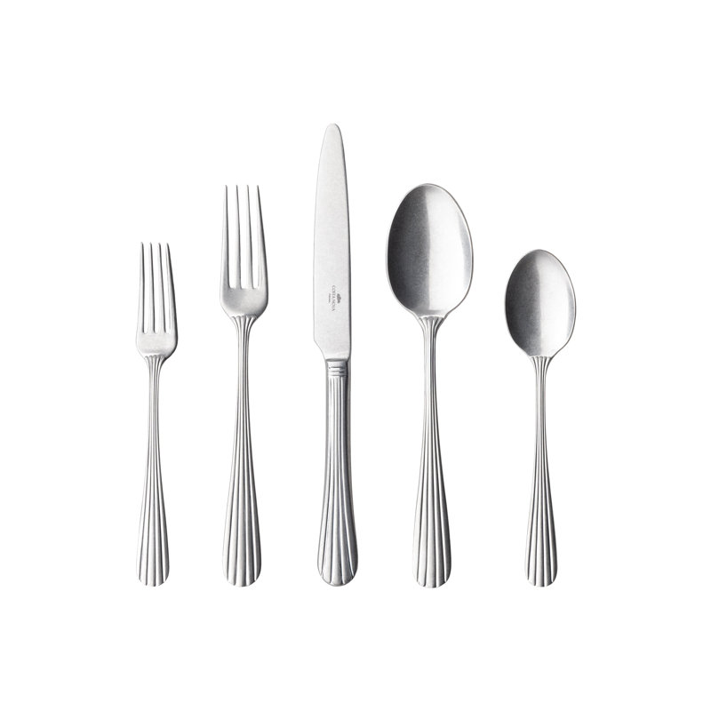 Douro Flatware 5 Pieces, Vintage Brushed Silver
