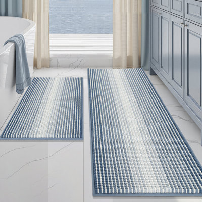 Quick‑Dry Shaggy Bath Mat 2‑Piece Non‑Slip Floor Rug
