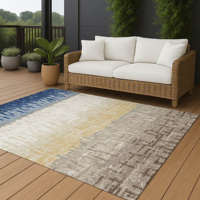 Machine Washable Indoor/Outdoor Chantille ACN2752 Striped Rug, Baltic, 5' x 7'6"
