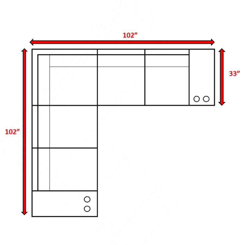 Canapé modulaire extérieur réversible de 102 po en osier avec coussins - entièrement assemblé