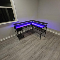 Ivy Bronx Hallsburg 55“ L Shaped Desk Gaming Desk with LED Lights