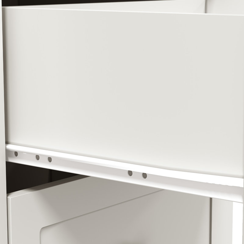 Extendable Makeup Vanity Desk With 6 Drawers, White