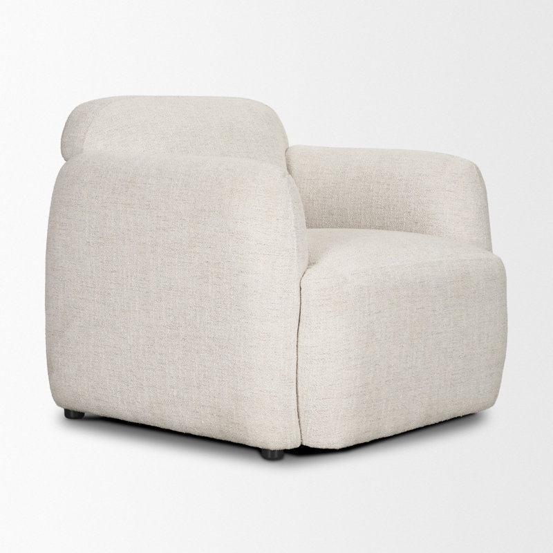 Chaise rembourrée en tissu texturé Saga, Crème