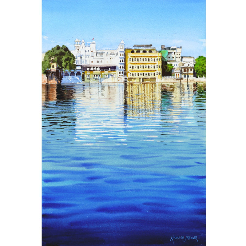 Réflexions d'Udaipur | Aquarelle sur papier | Par Ramesh Jhawar