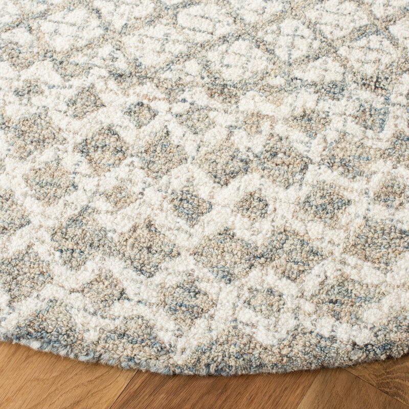 Crowe Hand Tufted Wool Geometric Rug, Round 6'