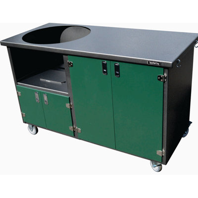 4 Door Cabinet For Xlarge BGE, Silver Vein Body With Green Doors And Stainless Steel Hardware