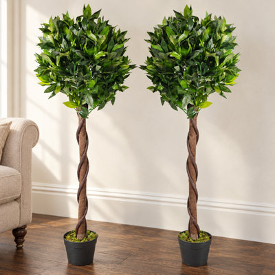 120 cm H Faux Palm and Boxwood Plant in Plastic Pot Liner