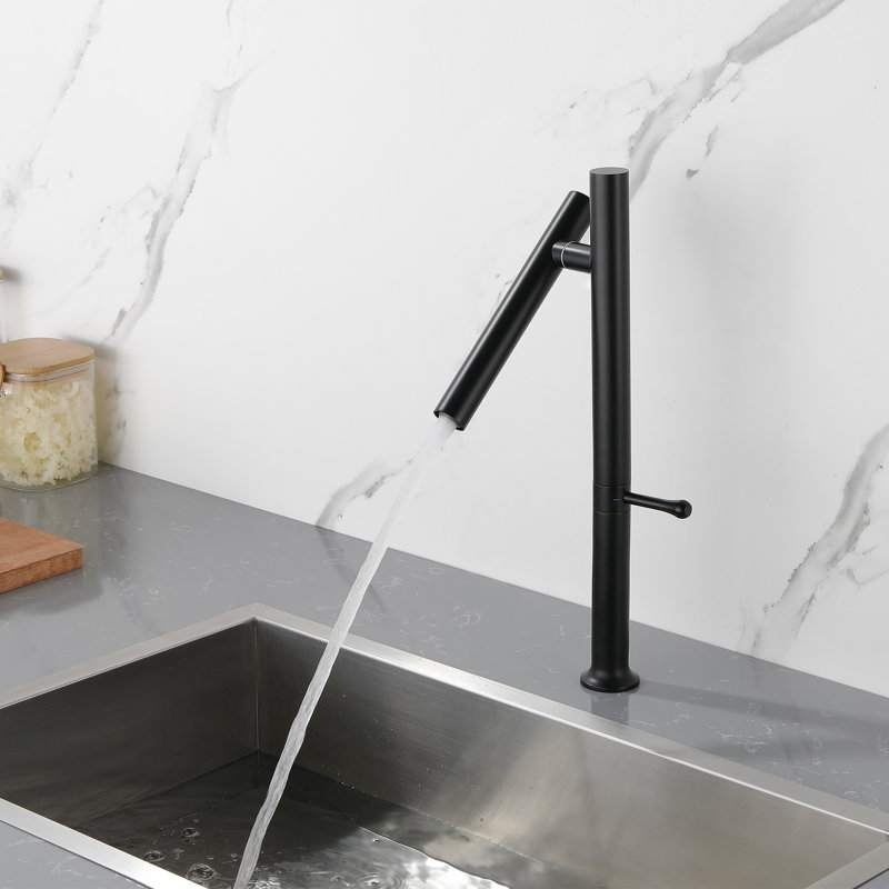 16.34" Single Hole 360 Swivel Solid Brass Faucets, High Arc Single Handle Tall Tap for Bathroom, Matte Black