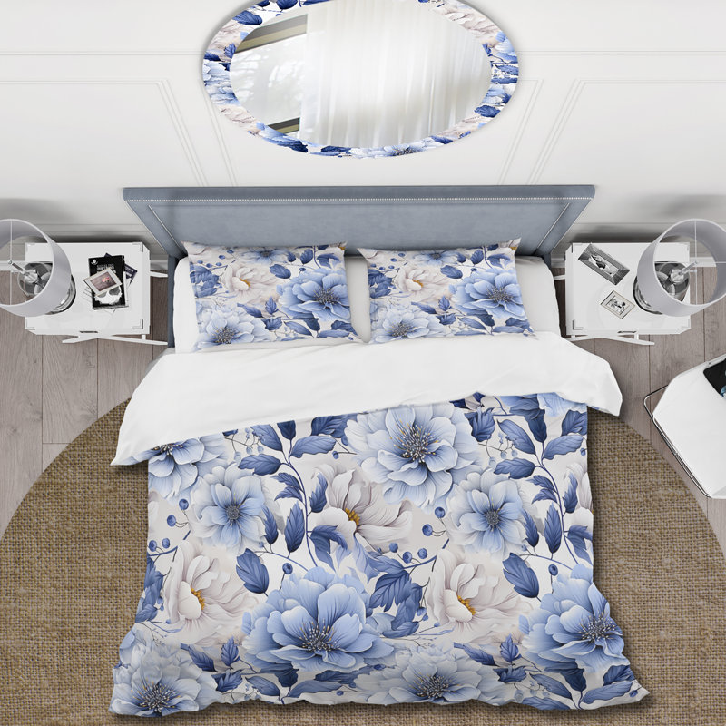 Ensemble de housse de couette Artistic Blue Essence, Housse de couette pour très grand lit et 2 très