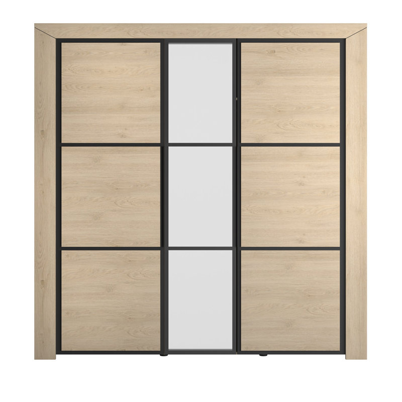 Rockdale 3 Door Manufactured Wood Wardrobe, Natural Chestnut