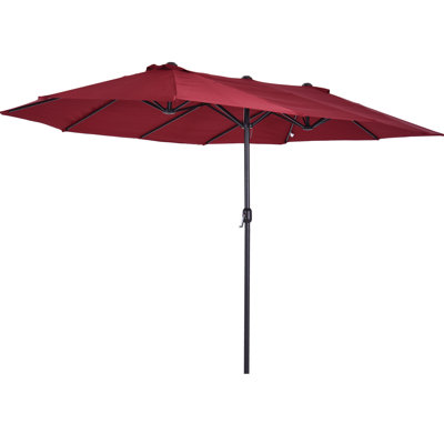 Extra Large 15Ft Patio Umbrella, Double With Air Vents, - Wine Red For Outdoor Relaxation , Protected Backyard, Deck, Pool Settings