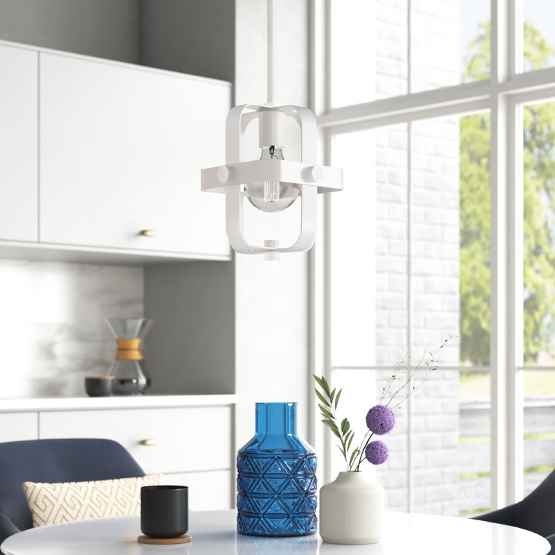 Luminaire suspendu géométrique à 1 lumière Rigby, Blanc