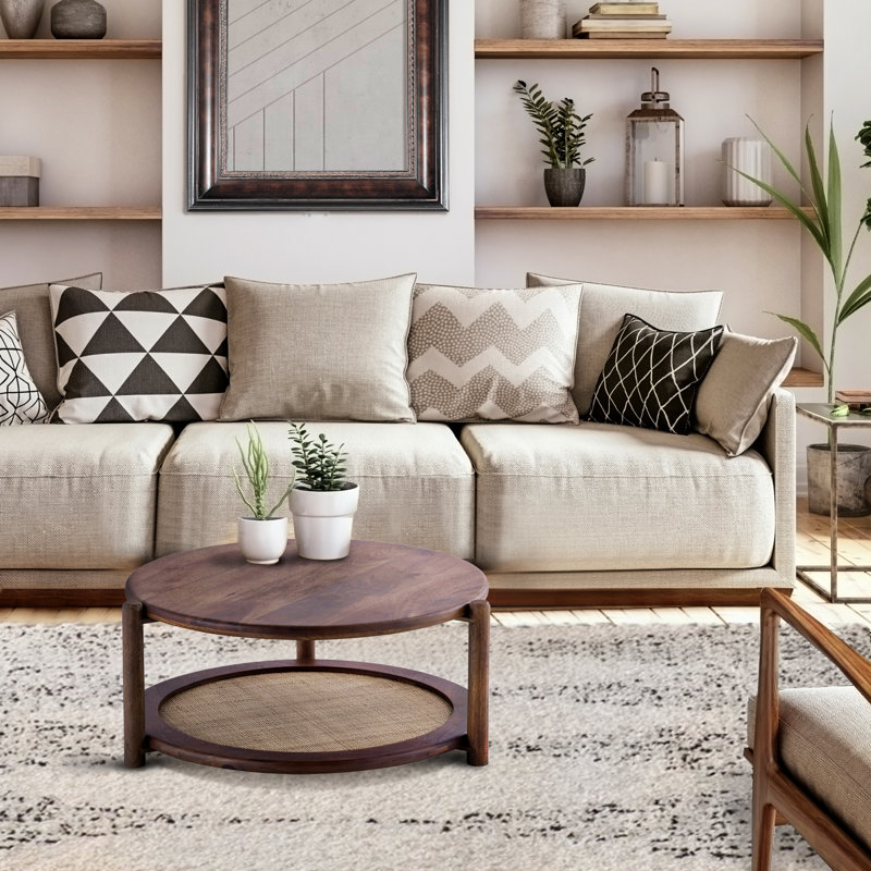 Avalon Walnut And Cane Side Table