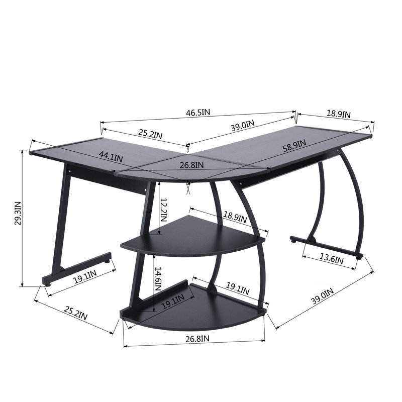 Almodovar L-Shaped Metal Base Executive Desk