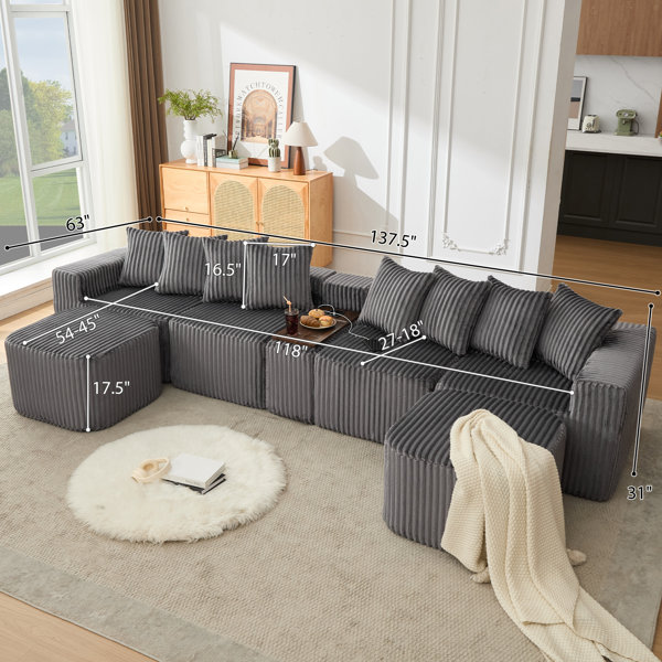 Latitude Run® U Shaped Sofa Couches , Oversize Modular Sectional Sofa ...