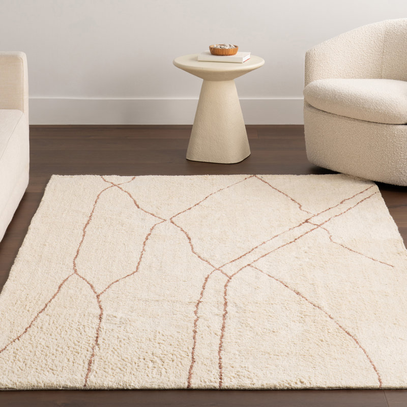 Tapis abstrait en coton Deepika, Rectangle 8 pi 6 po x 11 pi 6 po