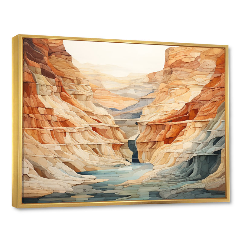 Minimalisme dans un canyon, impression sur toile, Cadre flottant doré, 12" H x 20" W