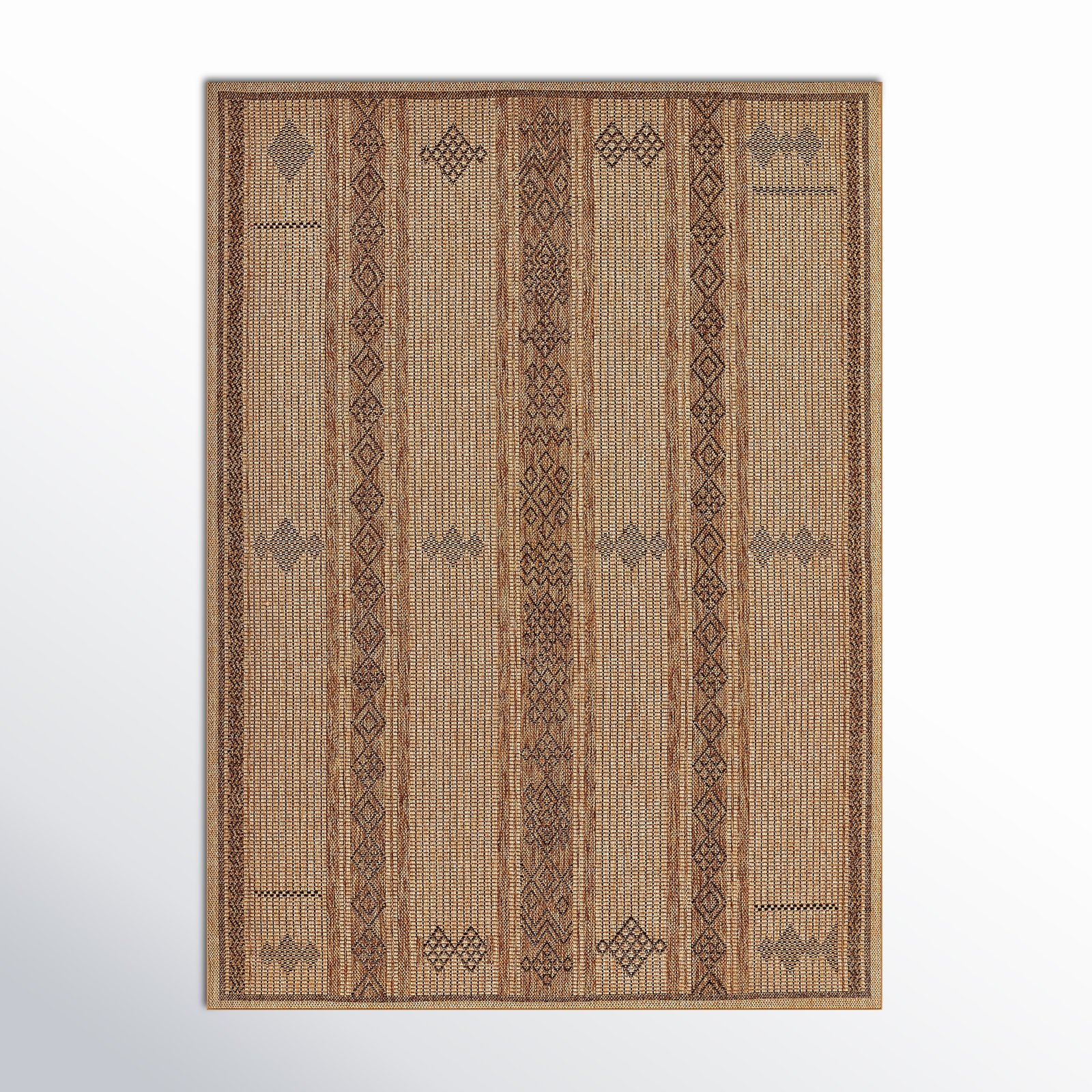 Ava Brown/Beige Indoor/Outdoor Rug, Rectangle 6'6" x 9'