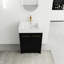 Meuble-lavabo de 24 po avec lavabo en résine, charnières à fermeture douce, châtaignier noir, design luxueux, espace de rangement spacieux de 24 po, porte, couleur châtaignier, style moderne, intérieur