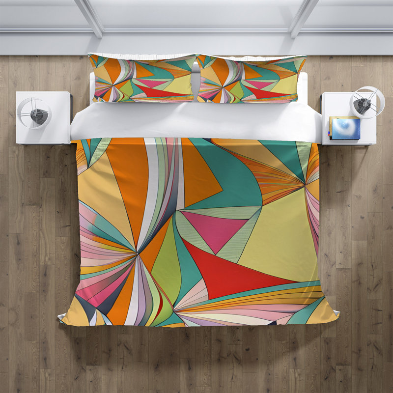 Polyester Abstract Duvet Cover, King Duvet Cover + 2 King Shams