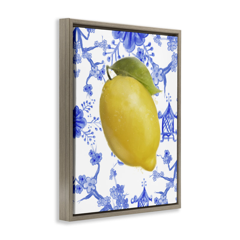 Cadre flottant citron sur chinois, design par Matthew Piotrowicz, H 21 po x l 17 po, Cadre flottant orme Montalcino