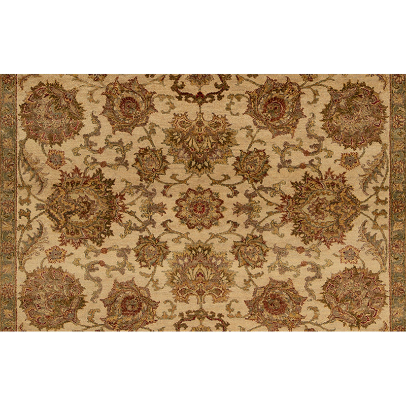 Tapis doré / ivoire / rouge noué à la main de haute qualité